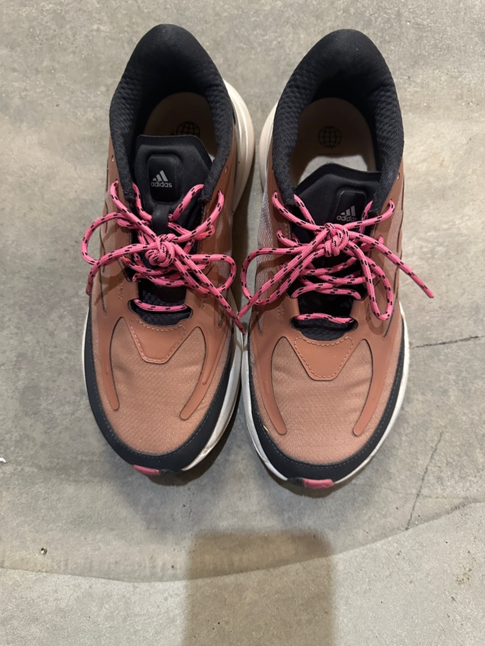 Adidas Dusty Rose and Black Chunky Sneakers with Pink Laces